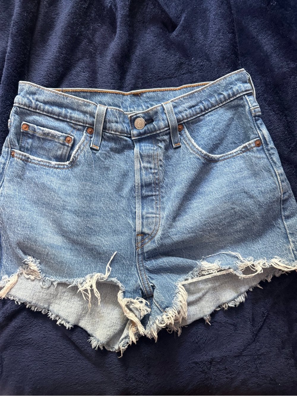 Levi's Light Blue Distressed Denim Cutoff Shorts